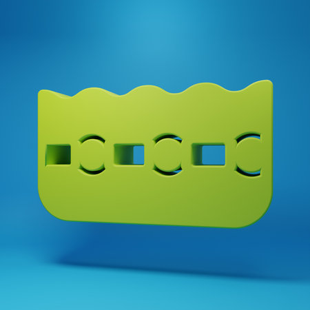 Green Swimming pool icon isolated on blue background. Minimalism concept. 3D render illustration.