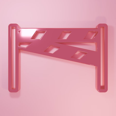 Pink icon isolated on pink background. Minimalism concept. 3D render illustration.の写真素材
