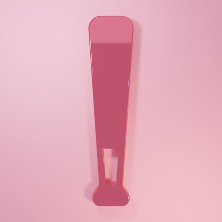 Pink Baseball bat icon isolated on pink background. Minimalism concept. 3D render illustration.の写真素材