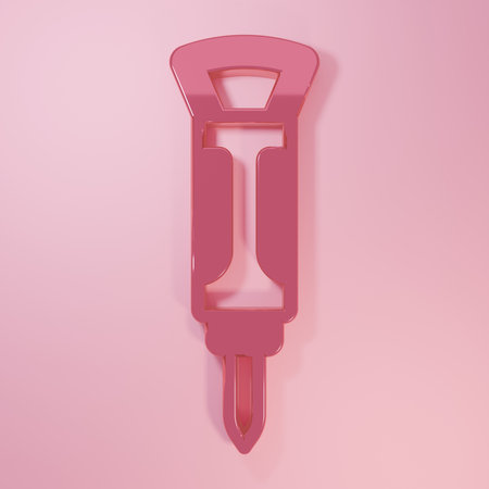 Pink Construction jackhammer icon isolated on pink background. Minimalism concept. 3D render illustration.の写真素材