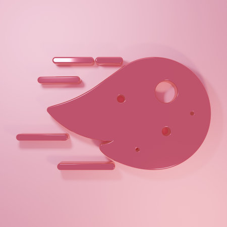 Pink Fireball icon isolated on pink background. Minimalism concept. 3D render illustration.の写真素材