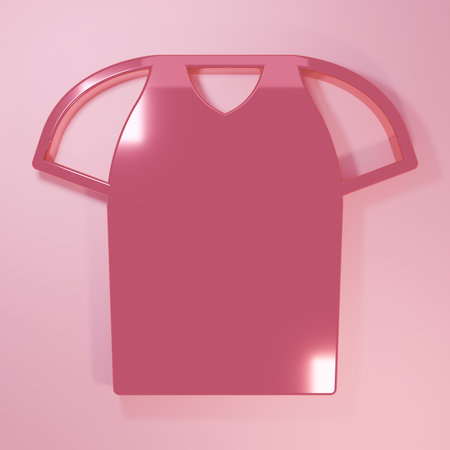 Pink T-shirt icon isolated on pink background. Shirt. Minimalism concept. 3D render illustration.の写真素材