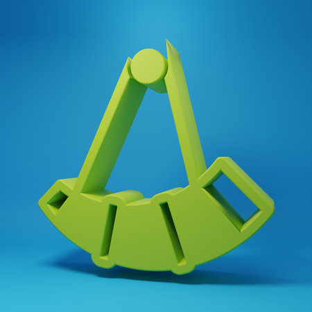 Green Hunting horn icon isolated on blue background. Minimalism concept. 3D render illustration.の写真素材