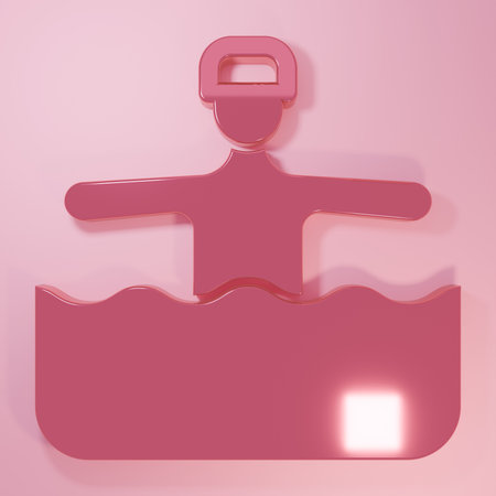 Pink Water gymnastics icon isolated on pink background. Minimalism concept. 3D render illustration.の写真素材