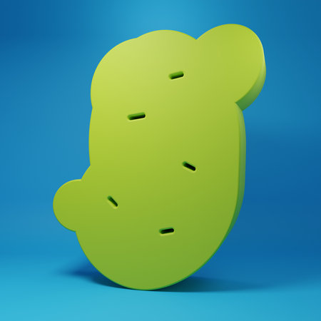 Green Potato icon isolated on blue background. Minimalism concept. 3D render illustration.の写真素材