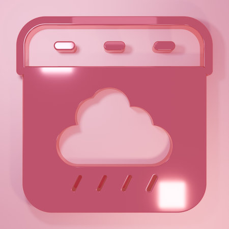 Pink Calendar icon isolated on pink background. Event reminder symbol. Minimalism concept. 3D render illustration.の写真素材