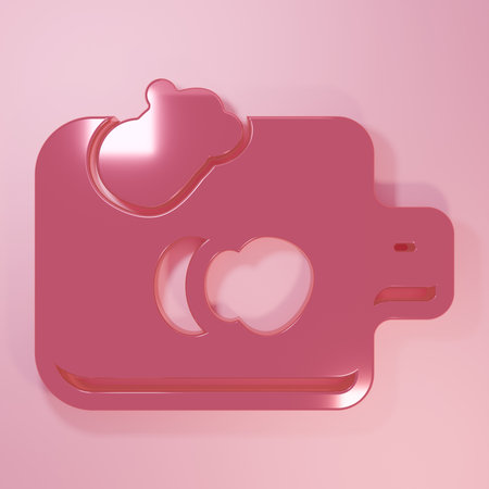 Pink Cutting board with vegetables icon isolated on pink background. Chopping Board symbol. Minimalism concept. 3D render illustration.の写真素材