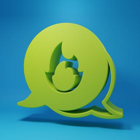 Green Telephone with emergency call icon isolated on blue background. Minimalism concept. 3D render illustration.の写真素材