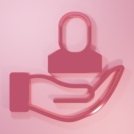 Pink Worker icon isolated on pink background. Business avatar symbol user profile icon. Male user sign. Minimalism concept. 3D render illustration.の写真素材