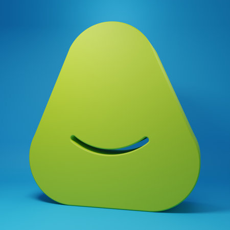 Green Pouf icon isolated on blue background. Soft chair for the seat. Comfortable furniture armchair. Minimalism concept. 3D render illustration.の写真素材