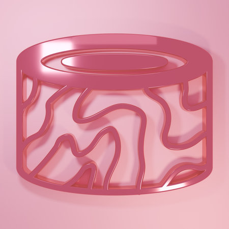 Pink Tree stump icon isolated on pink background. Minimalism concept. 3D render illustration.の写真素材