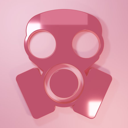 Pink Gas mask icon isolated on pink background. Respirator sign. Minimalism concept. 3D render illustration.の写真素材