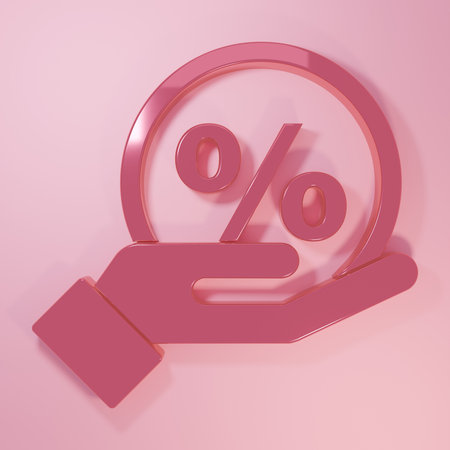 Pink Discount percent tag icon isolated on pink background. Shopping tag sign. Special offer sign. Discount coupons symbol. Minimalism concept. 3D render illustration.の写真素材