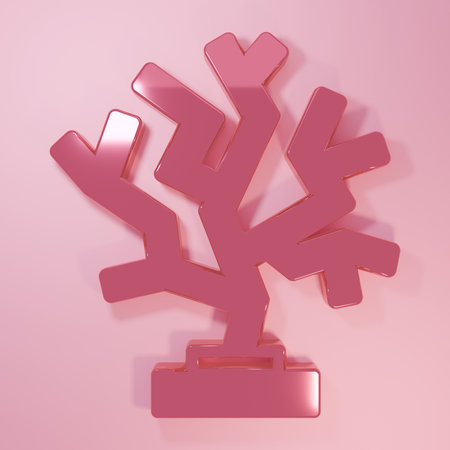 Pink Coral icon isolated on pink background. Minimalism concept. 3D render illustration.の写真素材