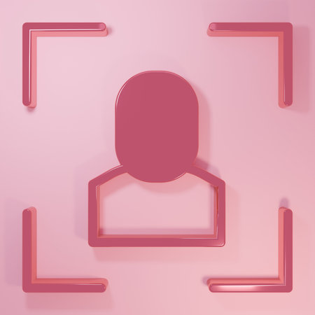 Pink Photo camera icon isolated on pink background. Foto camera. Digital photography. Minimalism concept. 3D render illustration.の写真素材