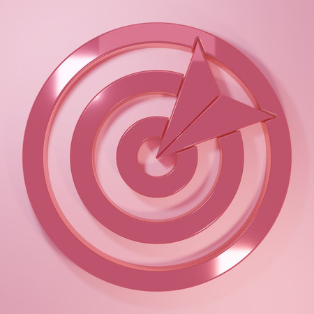 Pink Target sport icon isolated on pink background. Clean target with numbers for shooting range or shooting. Minimalism concept. 3D render illustration.の写真素材