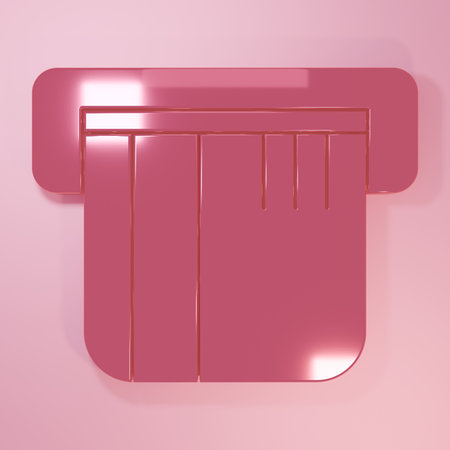 Pink Credit card icon isolated on pink background. Online payment. Cash withdrawal. Financial operations. Shopping sign. Minimalism concept. 3D render illustration.の写真素材
