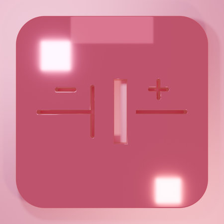 Pink DC voltage source icon isolated on pink background. Minimalism concept. 3D render illustration.の写真素材