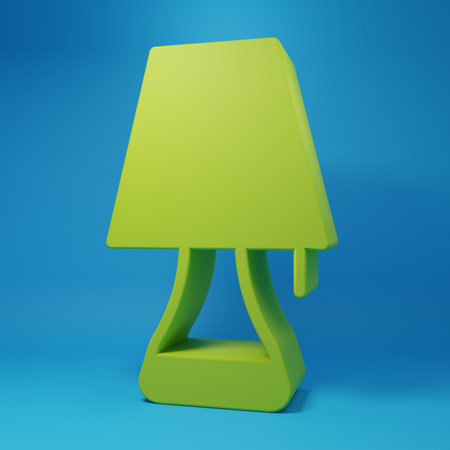 Green Table lamp icon isolated on blue background. Minimalism concept. 3D render illustration.の写真素材