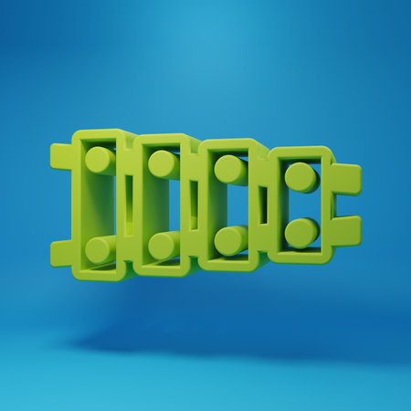 Green Xylophone - musical instrument with thirteen wooden bars and two percussion mallets icon...