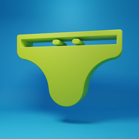 Green Swimming trunks icon isolated on blue background. Minimalism concept. 3D render illustration.の写真素材