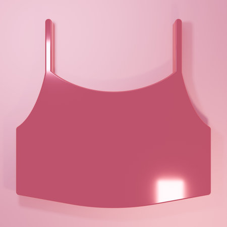 Pink Female crop top icon isolated on pink background. Undershirt. Minimalism concept. 3D render illustration.の写真素材