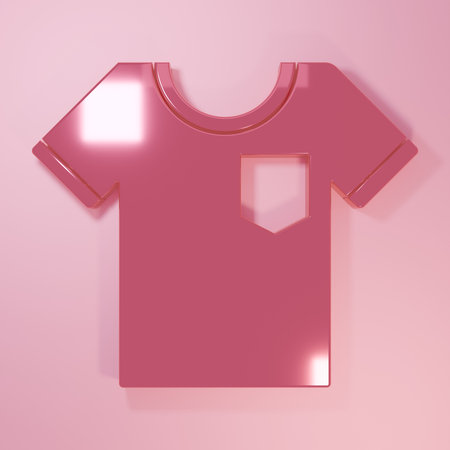 Pink T-shirt icon isolated on pink background. Minimalism concept. 3D render illustration.の写真素材