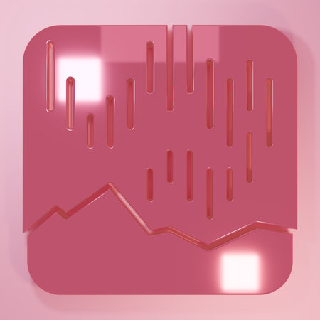 Pink Northern lights icon isolated on pink background. Minimalism concept. 3D render illustration.