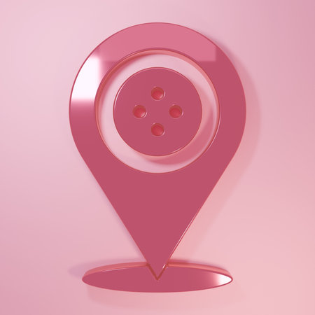 Pink Location tailor shop icon isolated on pink background. Minimalism concept. 3D render...