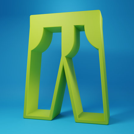 Green Pants icon isolated on blue background. Trousers sign. Minimalism concept. 3D render illustration.の写真素材