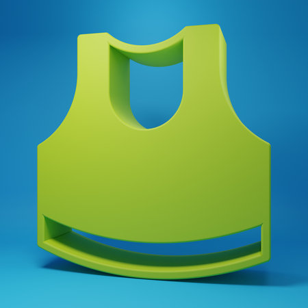 Green crop top icon isolated on blue background. Minimalism concept. 3D render illustration.の写真素材