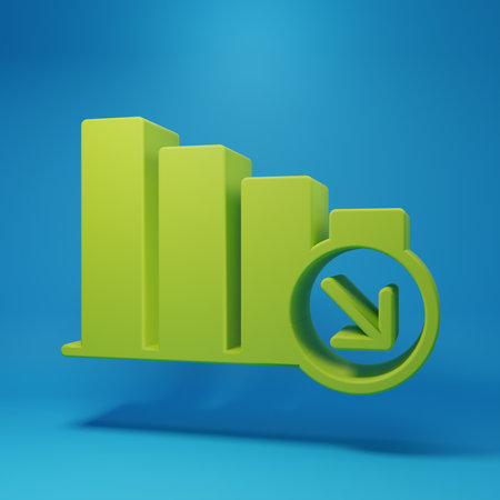 Green Financial growth increase icon isolated on blue background. Increasing revenue. Minimalism concept. 3D render illustration.の写真素材