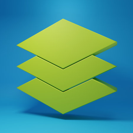 Green Layers textile icon isolated on blue background. Element of fabric features. Minimalism...
