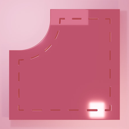 Pink Sewing Pattern icon isolated on pink background. Markings for sewing. Minimalism concept. 3D render illustration.の写真素材