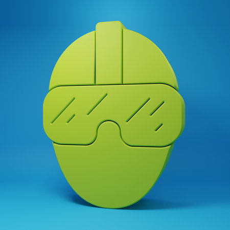 Special forces soldier icon isolated on blue background. Minimalism concept. 3D render illustration.の写真素材