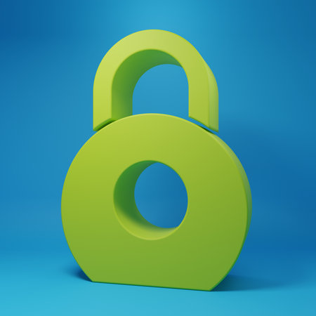 Green icon isolated on blue background. Minimalism concept. 3D render illustration.