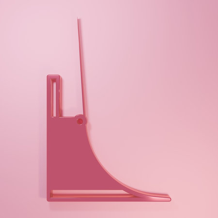 Pink Skate park icon isolated on pink background. Set of ramp, roller, stairs for a skatepark. Extreme sport. Minimalism concept. 3D render illustration.の写真素材