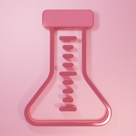 Pink Molecule icon isolated on pink background. Structure of molecules in chemistry, science teachers innovative educational poster. Minimalism concept. 3D render illustration.の写真素材