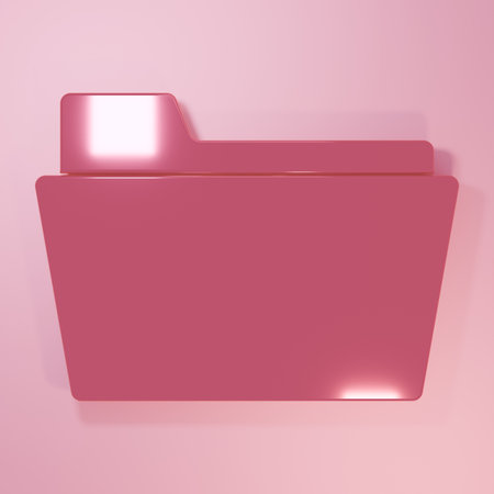 Pink Document folder icon isolated on pink background. Accounting binder symbol. Bookkeeping management. Minimalism concept. 3D render illustration.の写真素材