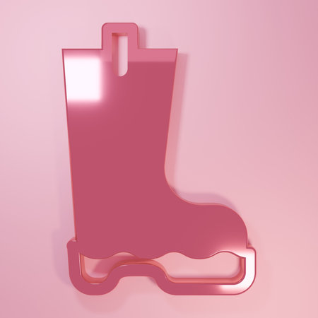 Pink Waterproof rubber boot icon isolated on pink background. Gumboots for rainy weather, fishing, gardening. Minimalism concept. 3D render illustration.の写真素材