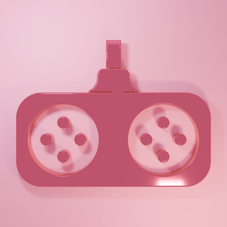 Pink Gamepad icon isolated on pink background. Game controller. Minimalism concept. 3D render illustration.の写真素材