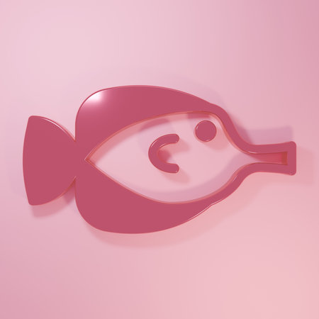 Pink Butterfly fish icon isolated on pink background. Minimalism concept. 3D render illustration.の写真素材