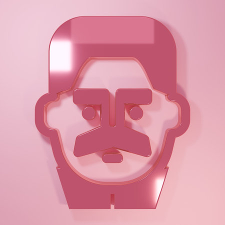 Pink Portrait of Joseph Stalin icon isolated on pink background. Minimalism concept. 3D render illustration.の写真素材