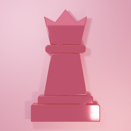 Pink Chess icon isolated on pink background. Business strategy. Game, management, finance. Minimalism concept. 3D render illustration.の写真素材