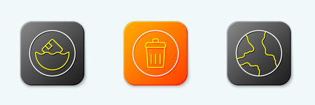 Set line Carton cardboard box Trash can and Worldwide icon. Vector.のイラスト素材