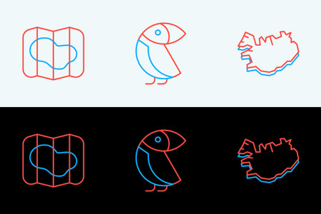 Set line Map of Iceland, and Albatross icon. Vector.のイラスト素材