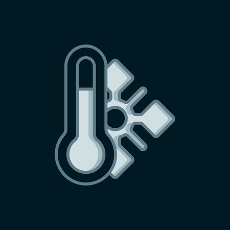 Line Meteorology thermometer measuring icon isolated on black background. Thermometer equipment...