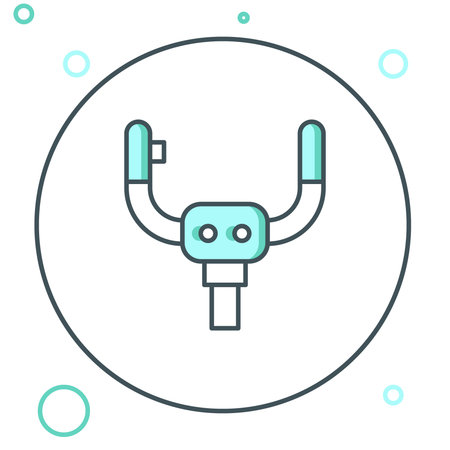 Line Aircraft steering helm icon isolated on white background. Aircraft control wheel. Colorful outline concept. Vector.のイラスト素材