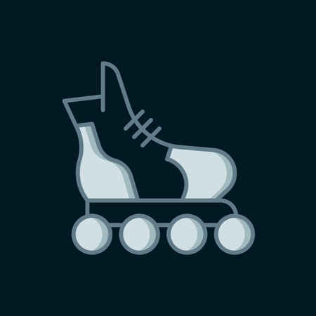 Line Roller skate icon isolated on black background. Flat filled outline style with shadow. Vector.