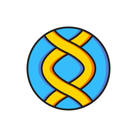 Color DNA symbol icon isolated on white background. Genetic engineering, genetics testing, cloning, paternity testing. Flat filled outline style with shadow. Vector.のイラスト素材
